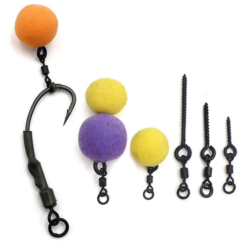 Carp Fishing Boilie Screw with Flexi Ring Swivel – Pop Up Rig set ...