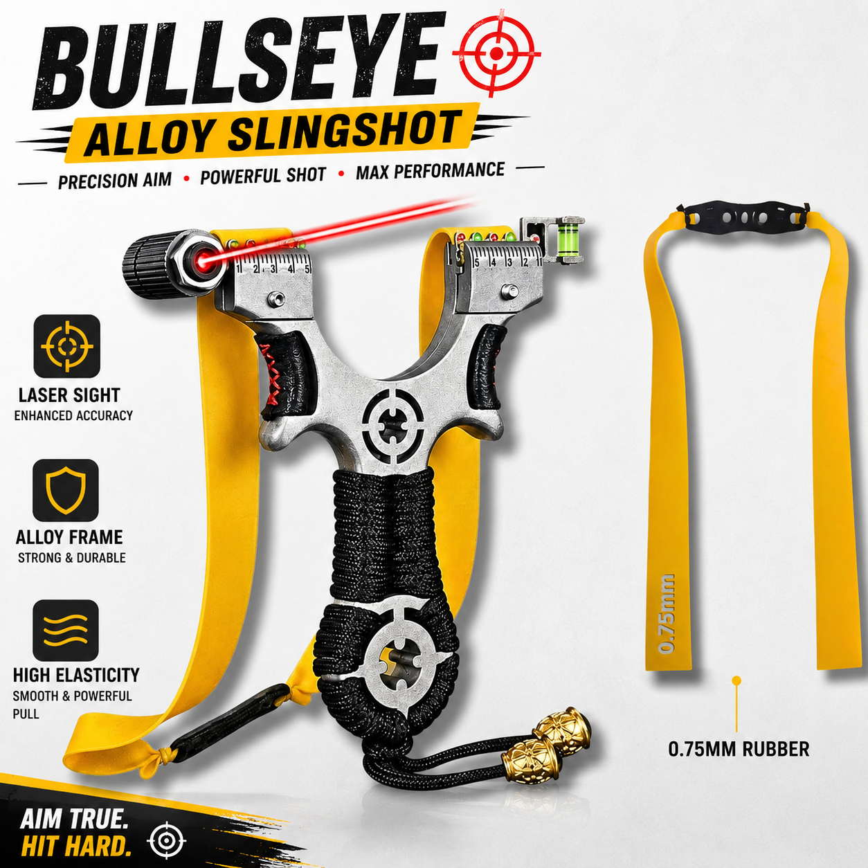 Lavender Bullseye Alloy Slingshot with 0.75mm Yellow Band Combo Kit MARKSMAN