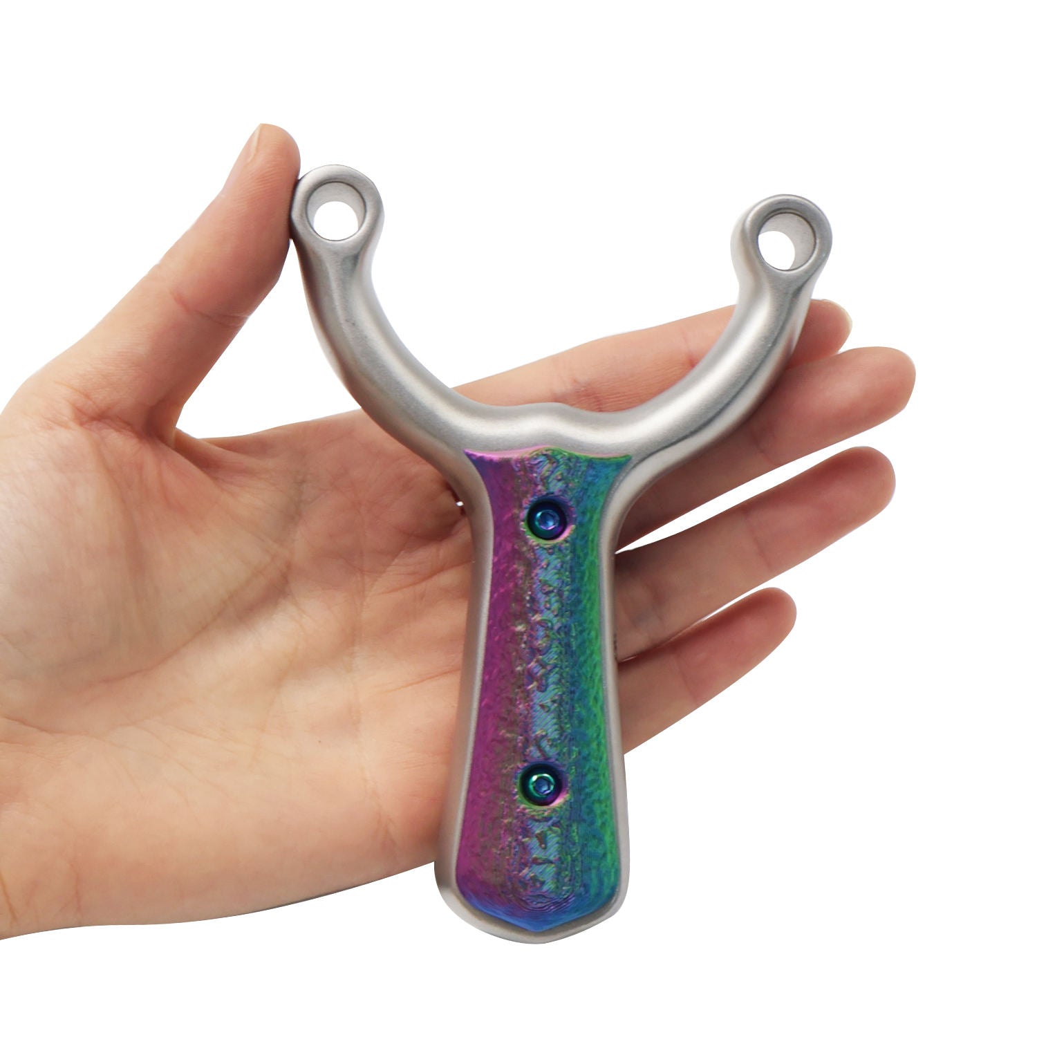 White Smoke ColorShift Stainless Steel Slingshot INDIAN SLINGSHOT