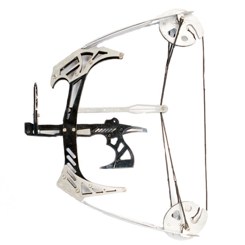 White Smoke WALKER OSPREY Composite Bow for Outdoor Fishing – Mini Pulley Bow with Reel Attachment | Metallic Silver Finish INDIAN SLINGSHOT