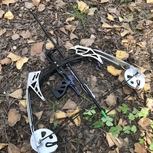 Dark Olive Green WALKER OSPREY Composite Bow for Outdoor Fishing – Mini Pulley Bow with Reel Attachment | Metallic Silver Finish INDIAN SLINGSHOT