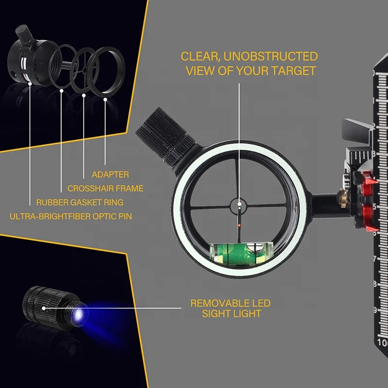 Dim Gray SPG Compound Bow Sight – Aluminum Alloy Single Pin Adjustable Archery Sight SPG