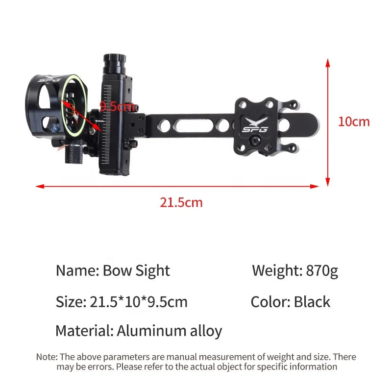 Light Gray SPG Compound Bow Sight – Adjustable 5-Pin Long Bar Aluminum Alloy Sight SPG