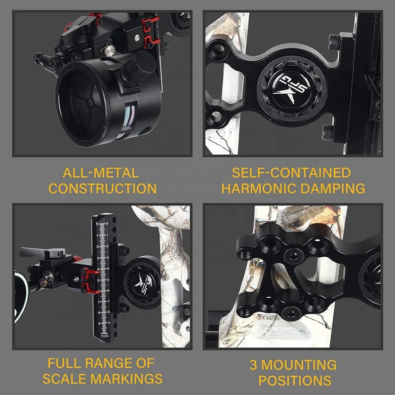 Dark Slate Gray SPG Compound Bow Sight – Aluminum Alloy Single Pin Adjustable Archery Sight SPG
