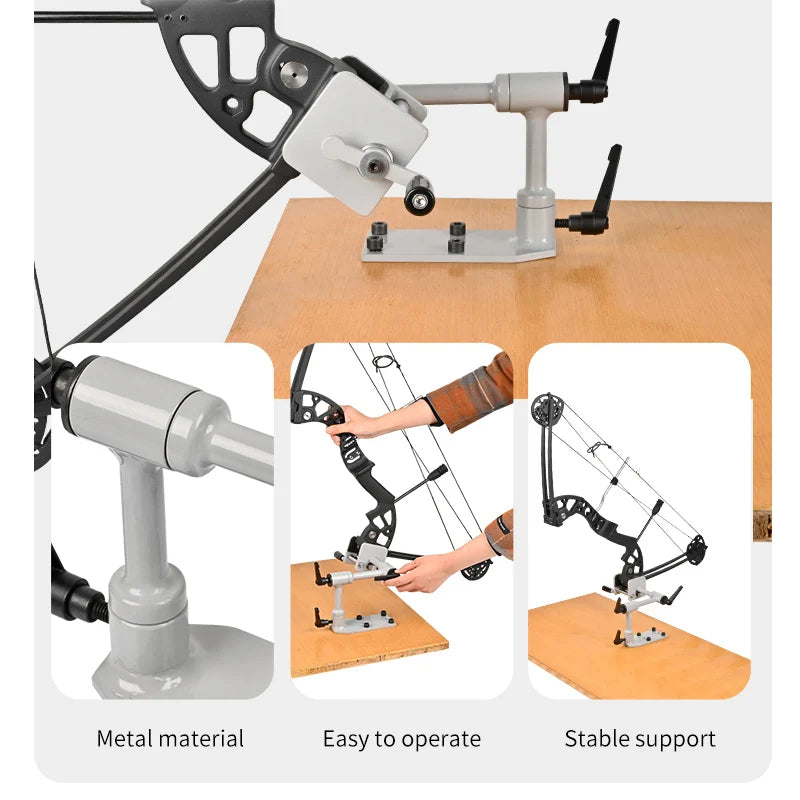 Light Gray SPG Compound Bow Vise – Adjustable Carbon Steel Table-Mounted Bow Tuning Tool SPG