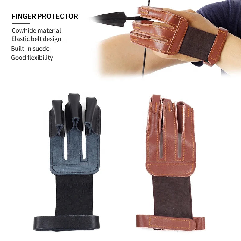 Dim Gray SPG Cowhide Finger Protector 20×7cm – Archery Leather Hand Guard SPG