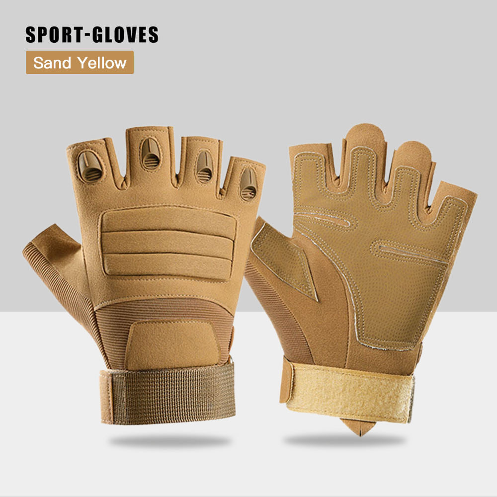Light Gray Tactical Gloves – Half-Finger Outdoor Gloves MARKSMAN