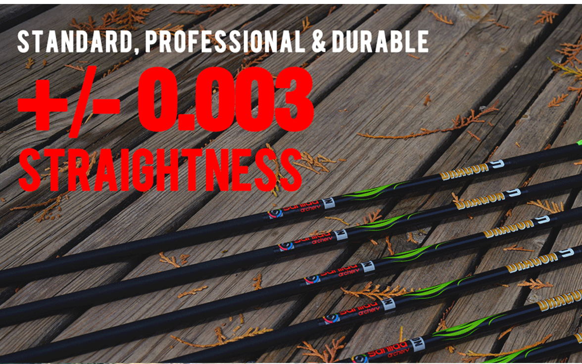 Dim Gray Sanlida® Dragon 9 Compound Carbon Arrows – 12pcs | 100% 24T Pure Carbon | Precision Spine Options SANLIDA