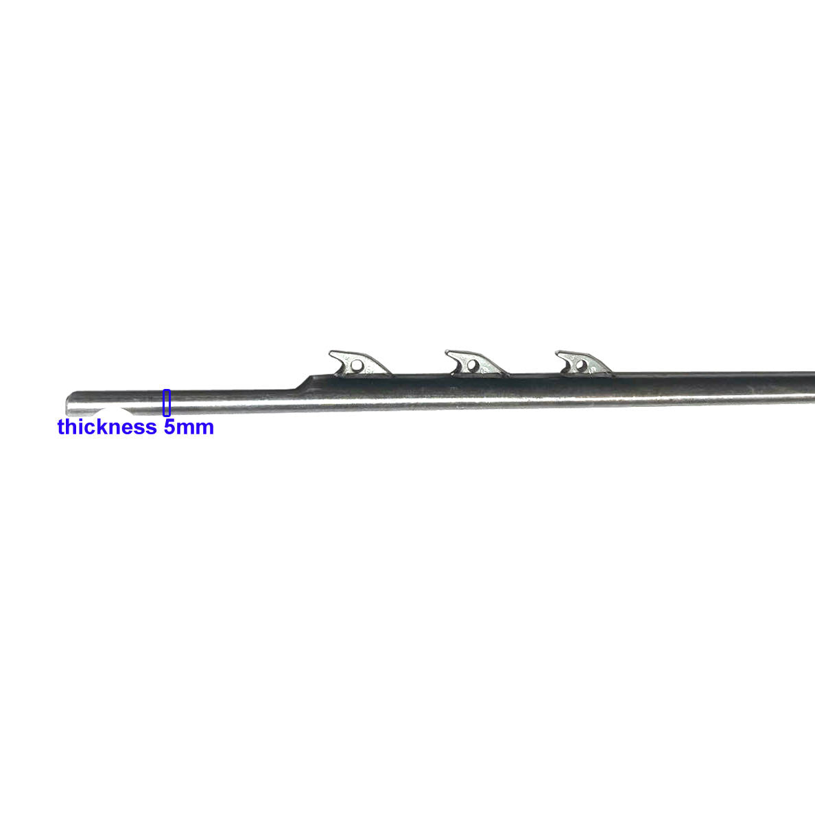 White Smoke 10mm Spearfishing Euro Shark 4-Fin Mono Shaft (100–200cm) – 17-4PH Stainless Steel with 1 Flopper Barb for Speargun INDIAN SLINGSHOT