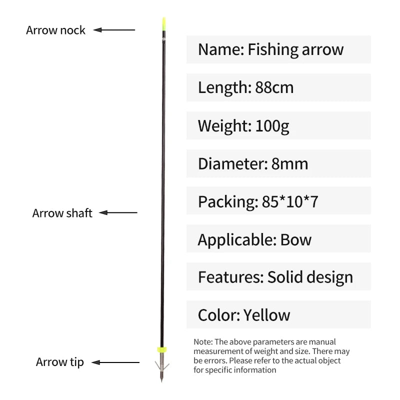 White Smoke SPG Fiberglass Fishing Arrow – 88cm, Stainless Steel Fish Dart, Black/Orange SPG