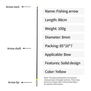 White Smoke SPG Fiberglass Fishing Arrow – 88cm, Stainless Steel Fish Dart, Black/Orange SPG