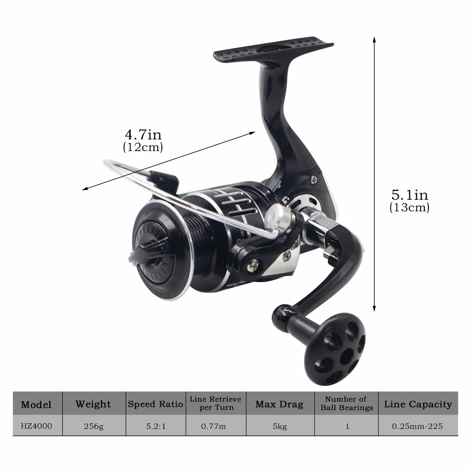 White Smoke Fishing Spinning Reel HZ2000/HZ3000/HZ4000 Metal Body Spinning Reel for River, Lake, Stream & Reservoir Fishing MARKSMAN