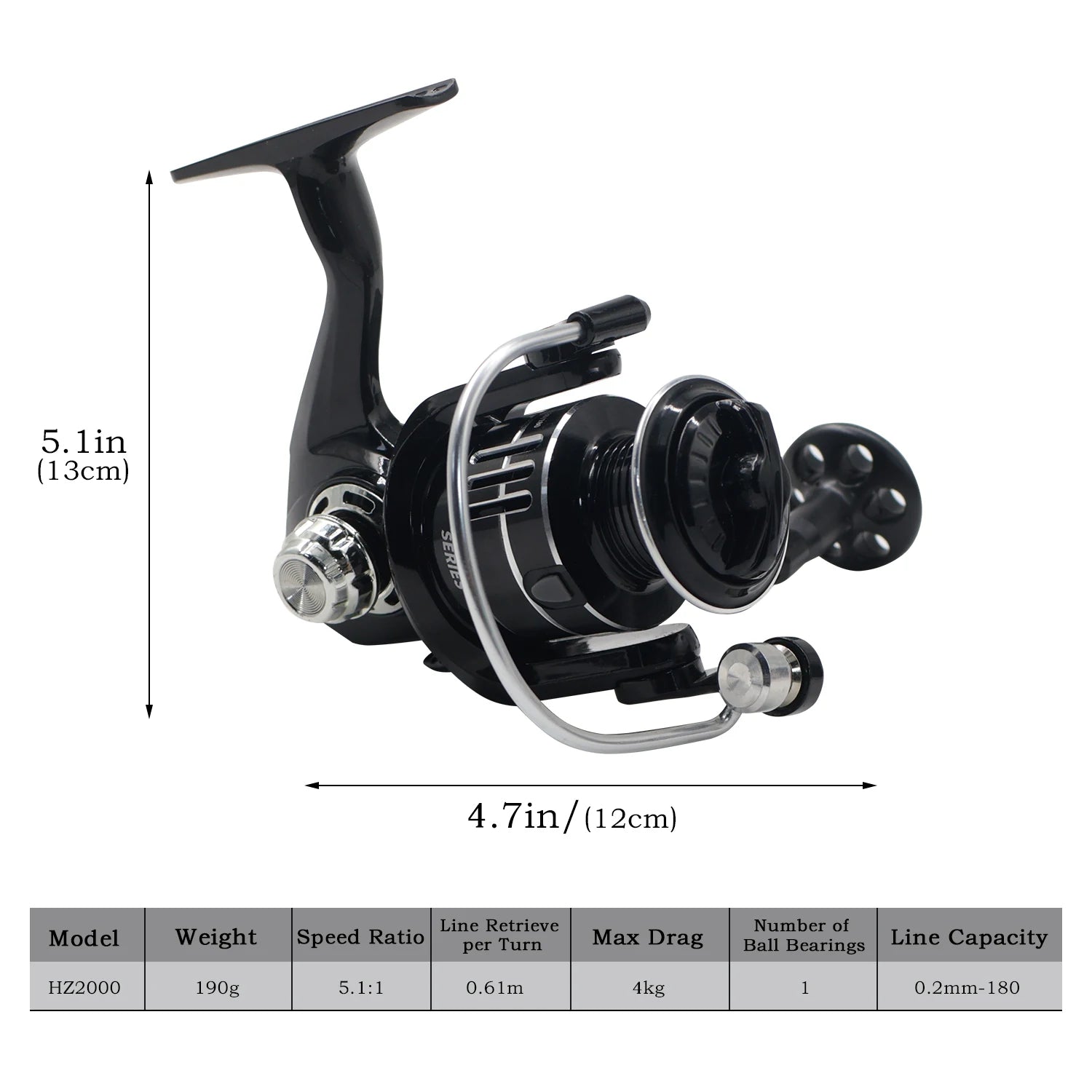 White Smoke Fishing Spinning Reel HZ2000/HZ3000/HZ4000 Metal Body Spinning Reel for River, Lake, Stream & Reservoir Fishing MARKSMAN
