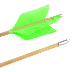 White Smoke 8.5mm Wooden Archery Arrow with Turkey Feather Fletching | 32" Indonesian Cypress Shaft for Recurve & Compound Bow INDIAN SLINGSHOT