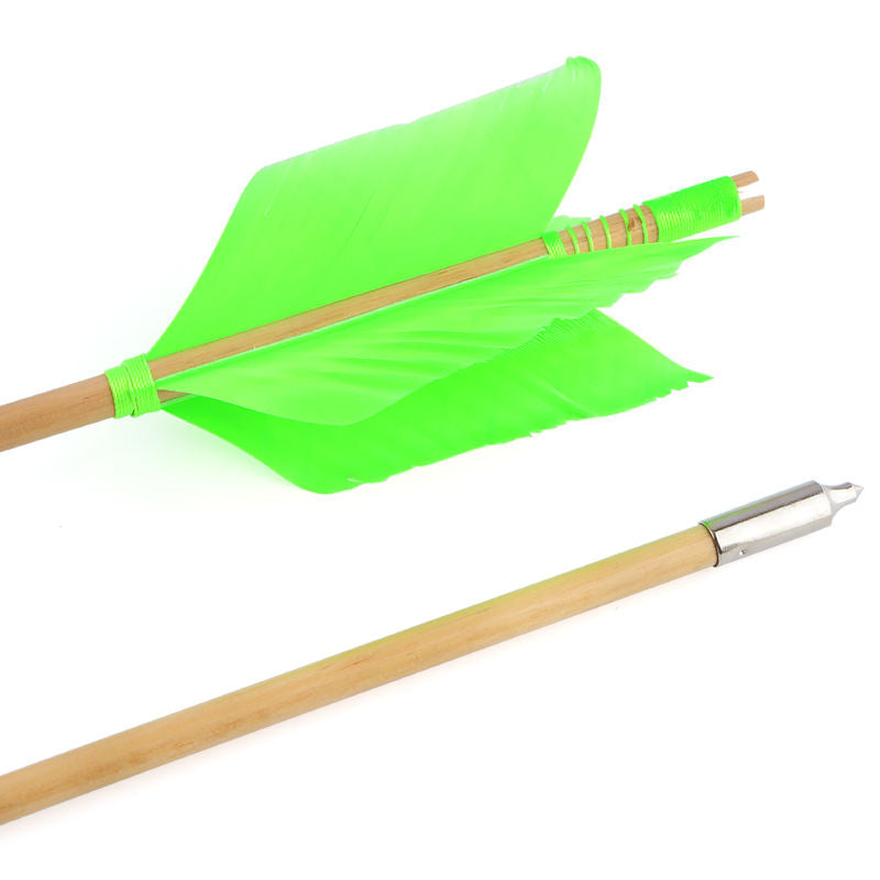 White Smoke 8.5mm Wooden Archery Arrow with Turkey Feather Fletching | 32" Indonesian Cypress Shaft for Recurve & Compound Bow INDIAN SLINGSHOT
