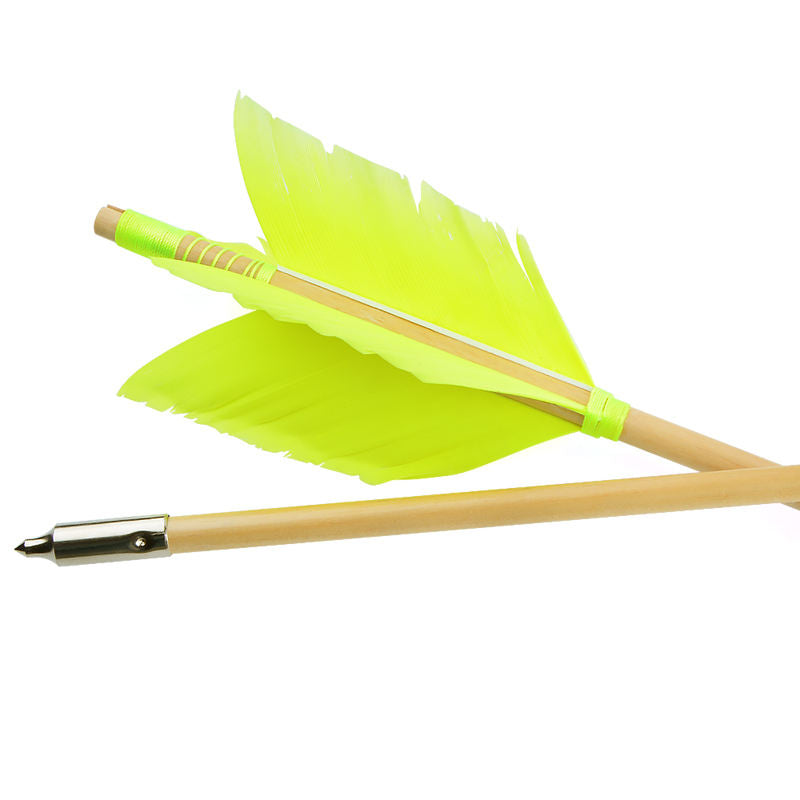 White Smoke 8.5mm Wooden Archery Arrow with Turkey Feather Fletching | 32" Indonesian Cypress Shaft for Recurve & Compound Bow INDIAN SLINGSHOT