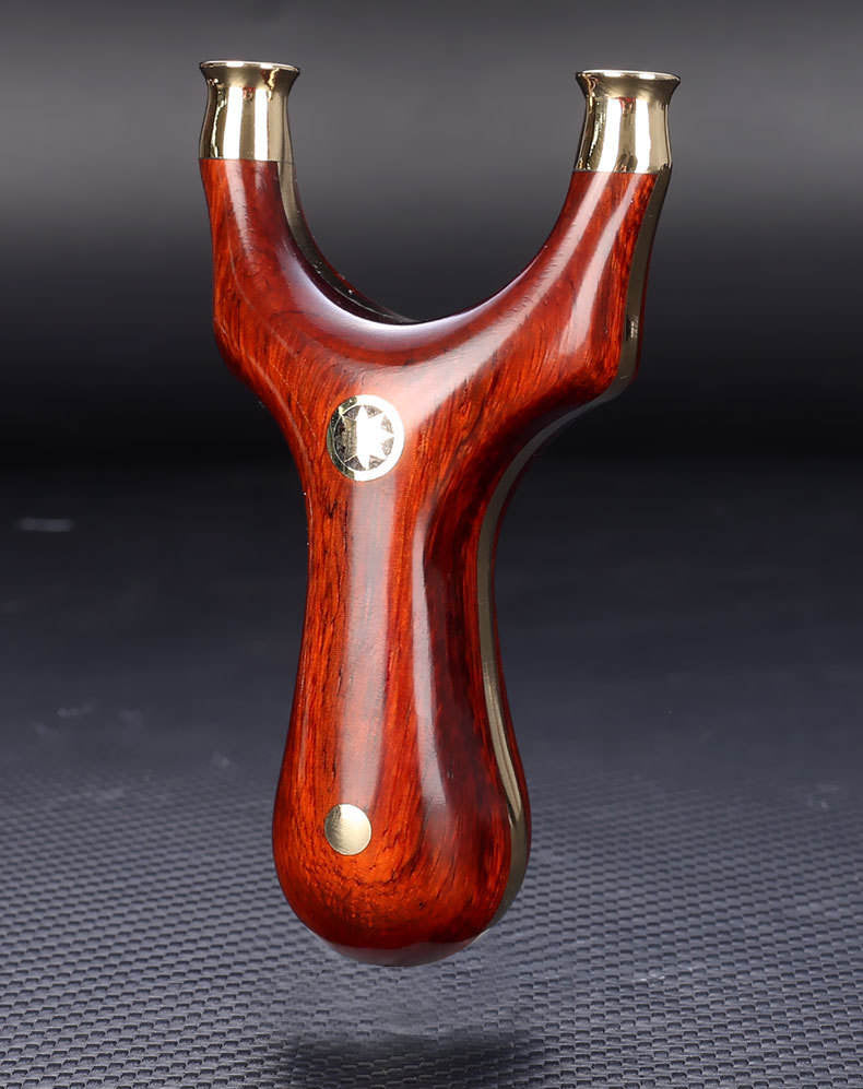 Dim Gray Flying Tiger Wind Brass & Sandalwood Slingshot – Detachable Head, Solid Wood Handle INDIAN SLINGSHOT