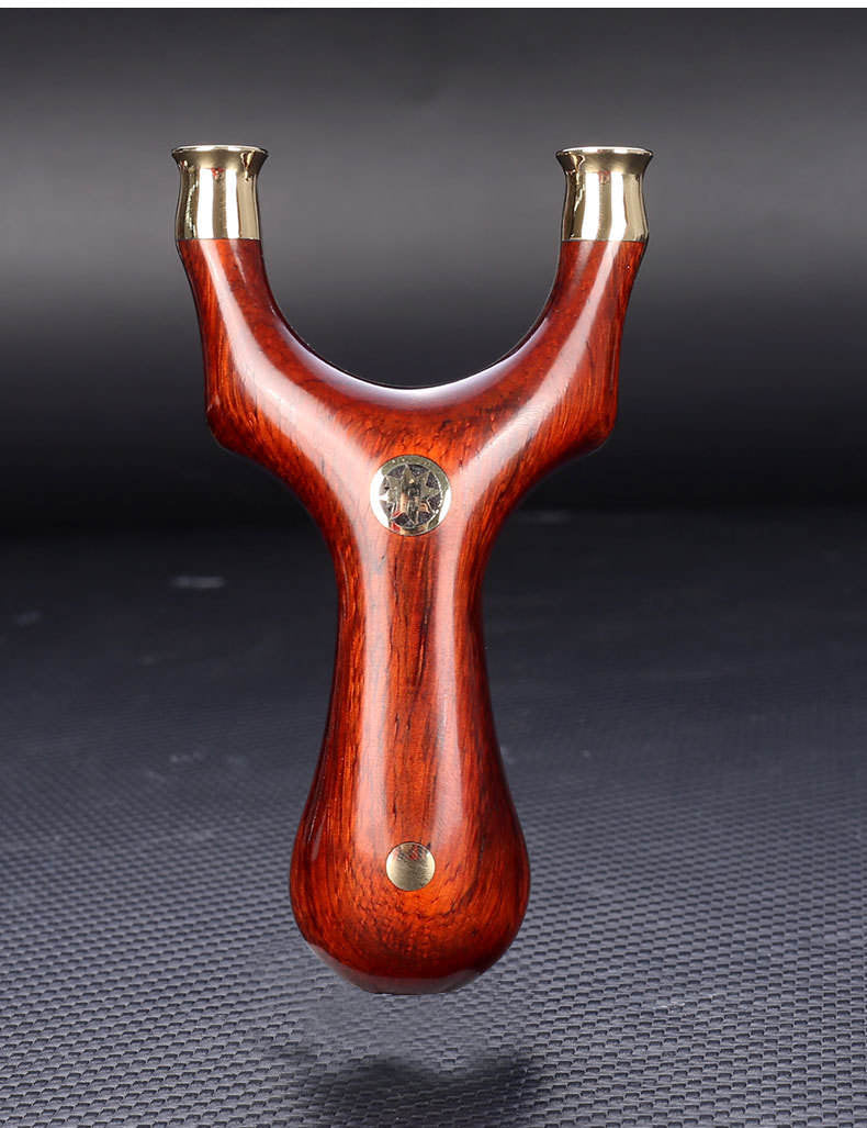 Dim Gray Flying Tiger Wind Brass & Sandalwood Slingshot – Detachable Head, Solid Wood Handle INDIAN SLINGSHOT