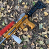 Dark Slate Gray New Folding Slingshot with 16 Strand Rubber Band Red Laser Powerful Slingshot INDIAN SLINGSHOT