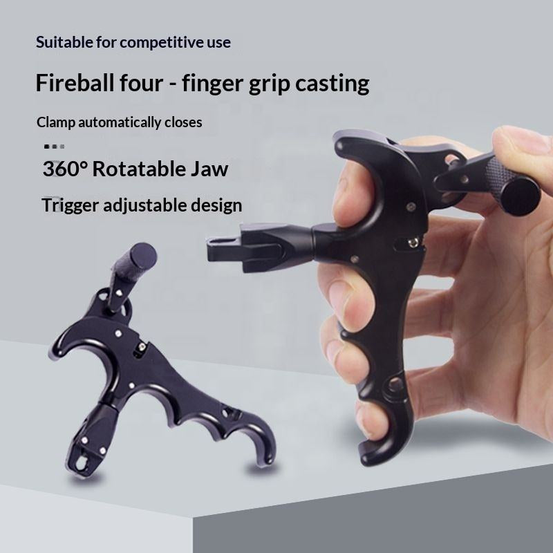 Gray Four-Finger Aluminum Alloy Release Aid for Compound Bow INDIAN SLINGSHOT