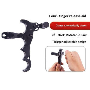 White Smoke Four-Finger Aluminum Alloy Release Aid for Compound Bow INDIAN SLINGSHOT