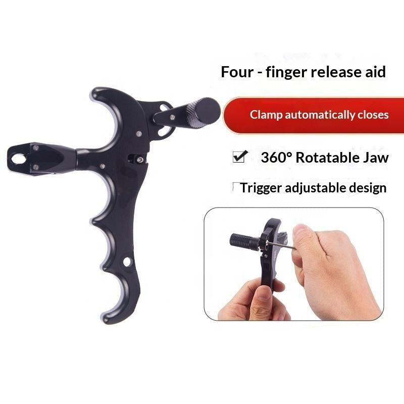White Smoke Four-Finger Aluminum Alloy Release Aid for Compound Bow INDIAN SLINGSHOT