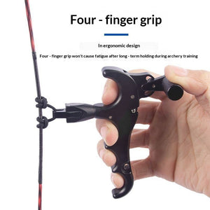 White Smoke Four-Finger Aluminum Alloy Release Aid for Compound Bow INDIAN SLINGSHOT