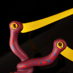 Black G10 Fried Dough Twists Slingshot – Red/Blue | Round Head Design INDIAN SLINGSHOT