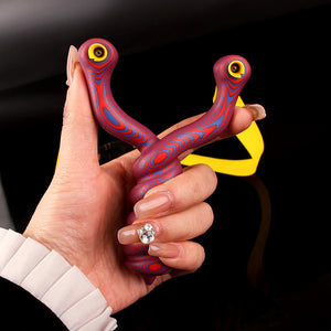 Black G10 Fried Dough Twists Slingshot – Red/Blue | Round Head Design INDIAN SLINGSHOT