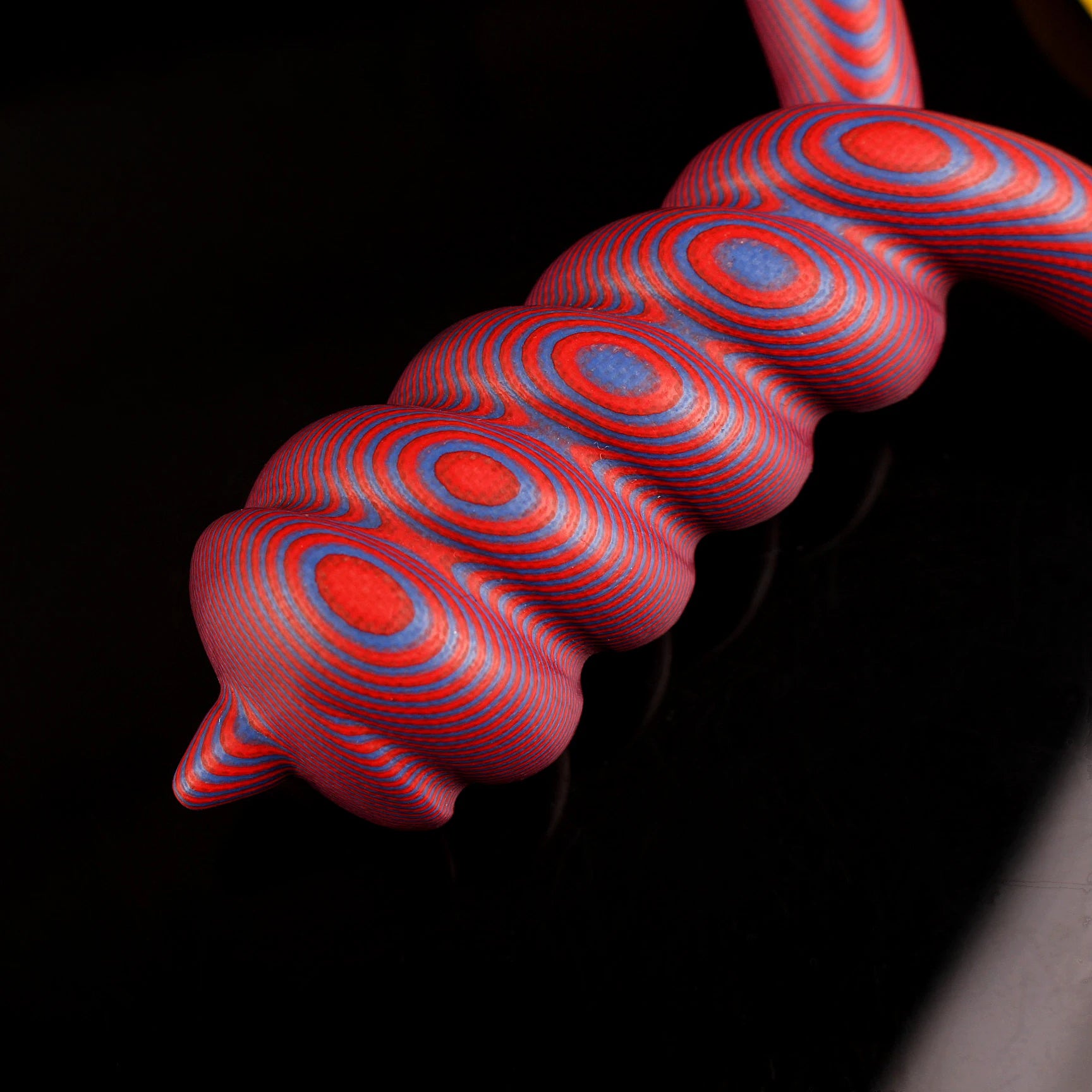 Black G10 Fried Dough Twists Slingshot – Red/Blue | Round Head Design INDIAN SLINGSHOT