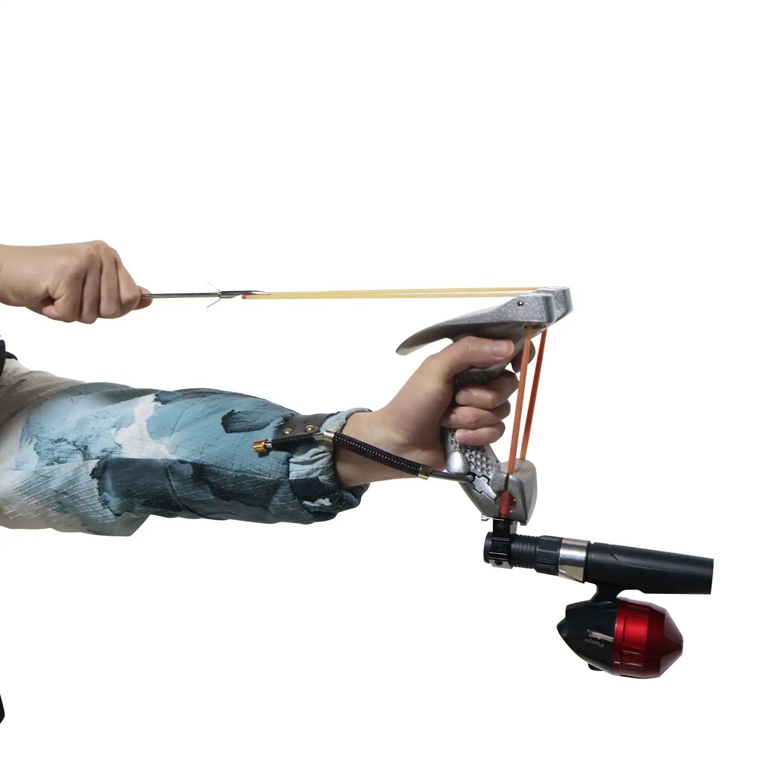 White Smoke GRIPFANG Anti-Slip Aluminum Alloy Pulley Fishing Slingshot Combo MARKSMAN