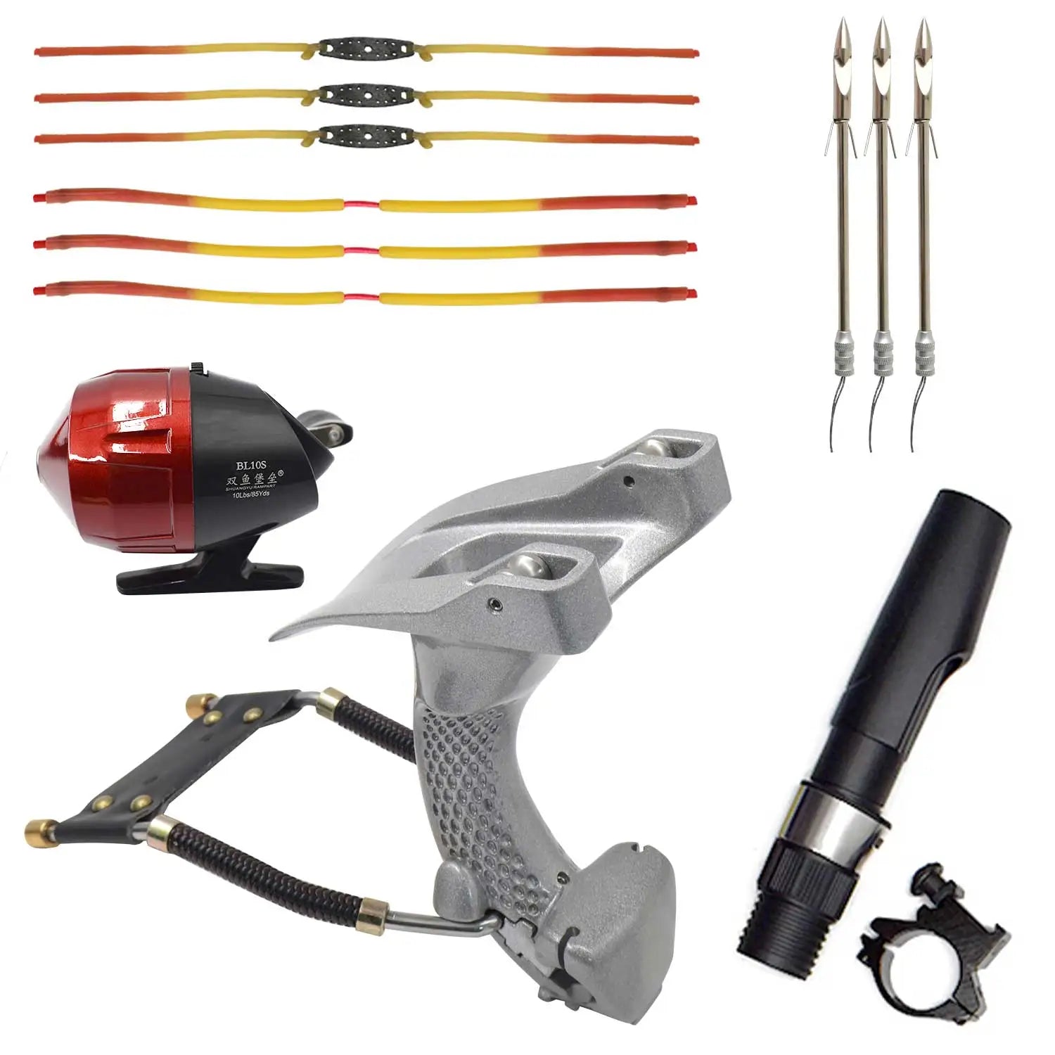 White Smoke GRIPFANG Anti-Slip Aluminum Alloy Pulley Fishing Slingshot Combo MARKSMAN