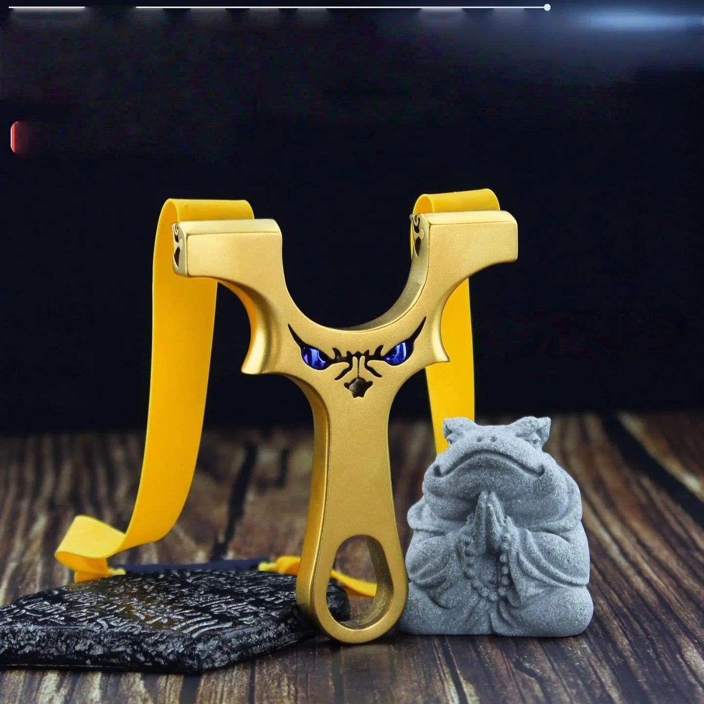 Black Golden Little Monster Stainless Steel Slingshot INDIAN SLINGSHOT