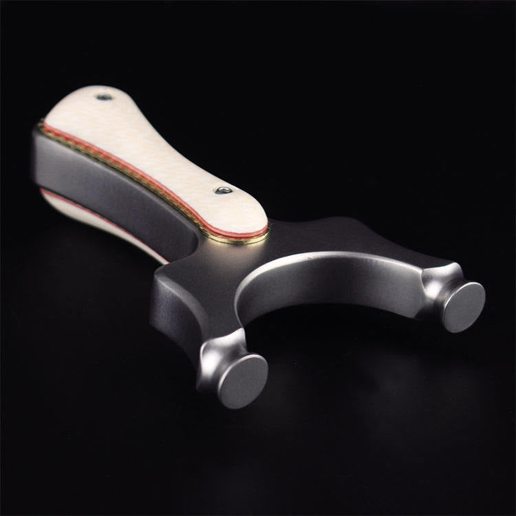 Black Golden Pearl Grip Stainless Steel Slingshot | Round Head Design | Ergonomic Portable Frame INDIAN SLINGSHOT