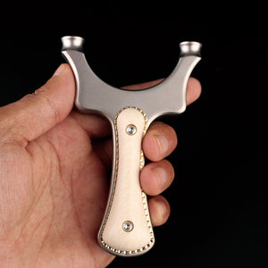 Black Golden Pearl Grip Stainless Steel Slingshot | Round Head Design | Ergonomic Portable Frame INDIAN SLINGSHOT