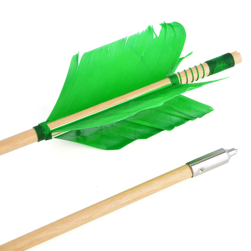 White Smoke 8.5mm Wooden Archery Arrow with Turkey Feather Fletching | 32" Indonesian Cypress Shaft for Recurve & Compound Bow INDIAN SLINGSHOT