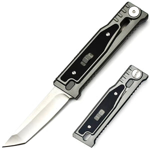 Light Gray High-Grade Gravity pocket knife with Mechanical Physics Opening | EDC, Camping, Survival, or Self-defense MARKSMAN