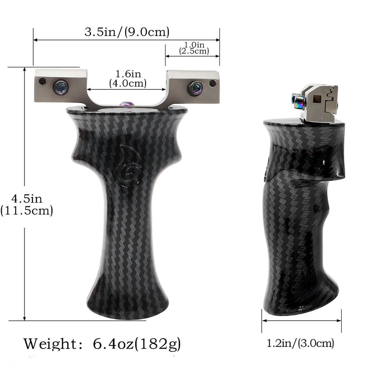White Smoke HELIX Zinc Alloy Slingshot | Carbon Fiber Texture Handle MARKSMAN
