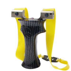 White Smoke HELIX Zinc Alloy Slingshot | Carbon Fiber Texture Handle MARKSMAN