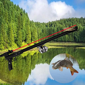 Light Gray Upgraded Powerful Long Rod Slingshot with Fishing Reel INDIAN SLINGSHOT