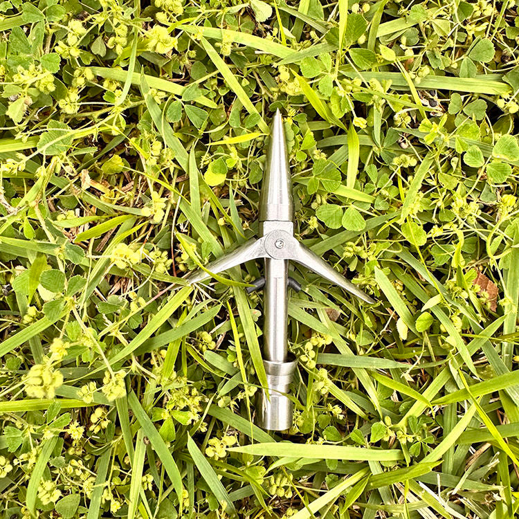 Dark Olive Green 3.5" Double Barb Rock Point Stainless Steel Hardened Spear Tip – Durable Spear End for Diving Equipment INDIAN SLINGSHOT