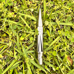 Dark Olive Green 3.5" Double Barb Rock Point Stainless Steel Hardened Spear Tip – Durable Spear End for Diving Equipment INDIAN SLINGSHOT