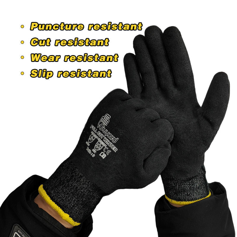 White Smoke Heat Waterproof Thermal Gloves – Windproof Winter Gloves with Nitrile Coated Grip, Cut Resistant Level 5, HPPE Liner, Anti-Slip Sandy Finish for Men & Women INDIAN SLINGSHOT