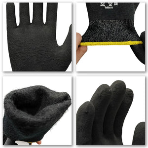 White Smoke Heat Waterproof Thermal Gloves – Windproof Winter Gloves with Nitrile Coated Grip, Cut Resistant Level 5, HPPE Liner, Anti-Slip Sandy Finish for Men & Women INDIAN SLINGSHOT
