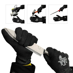 White Smoke Heat Waterproof Thermal Gloves – Windproof Winter Gloves with Nitrile Coated Grip, Cut Resistant Level 5, HPPE Liner, Anti-Slip Sandy Finish for Men & Women INDIAN SLINGSHOT