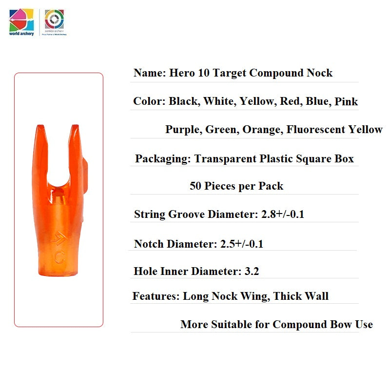 White Smoke Sanlida® Hero 10 Target Compound Nock – Precision Fit Archery Nocks (50pcs Pack) SANLIDA