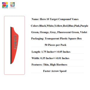 White Smoke Sanlida® Hero 10 Target Compound Vanes – 50pcs Precision Arrow Vanes for Consistent Flight SANLIDA
