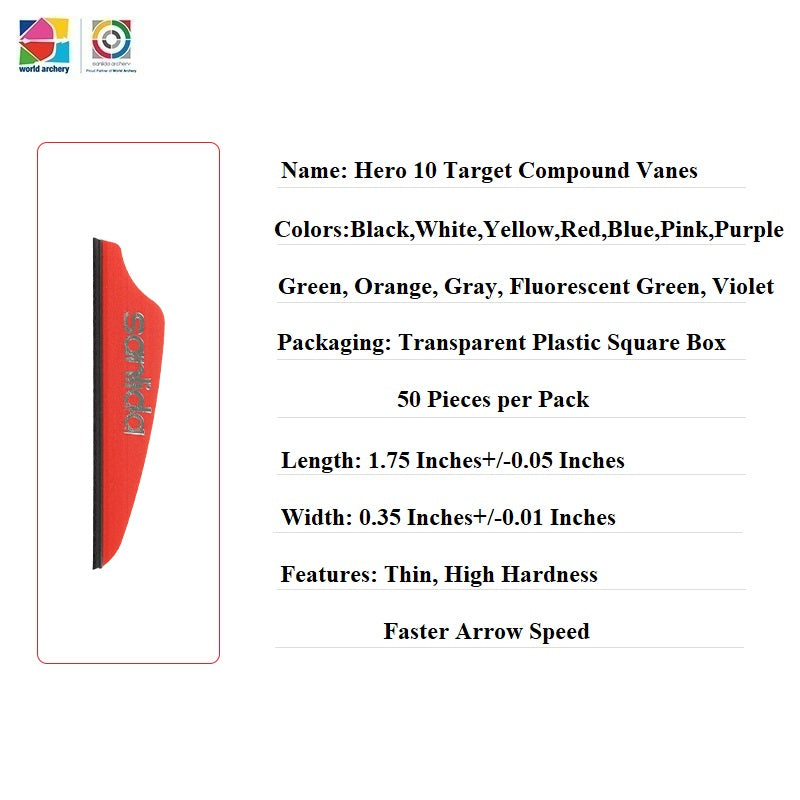 White Smoke Sanlida® Hero 10 Target Compound Vanes – 50pcs Precision Arrow Vanes for Consistent Flight SANLIDA