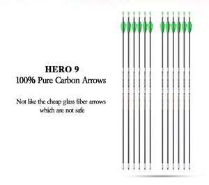 White Smoke Sanlida® Hero 9 Target Compound Carbon Arrows – 12pcs | High Precision ±0.003 Straightness SANLIDA
