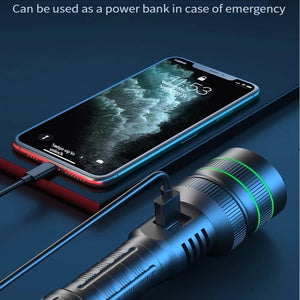 Dark Slate Gray High Lumens Zoomable LED Flashlight Rechargeable Long Range Torch for Camping and Travel INDIAN SLINGSHOT